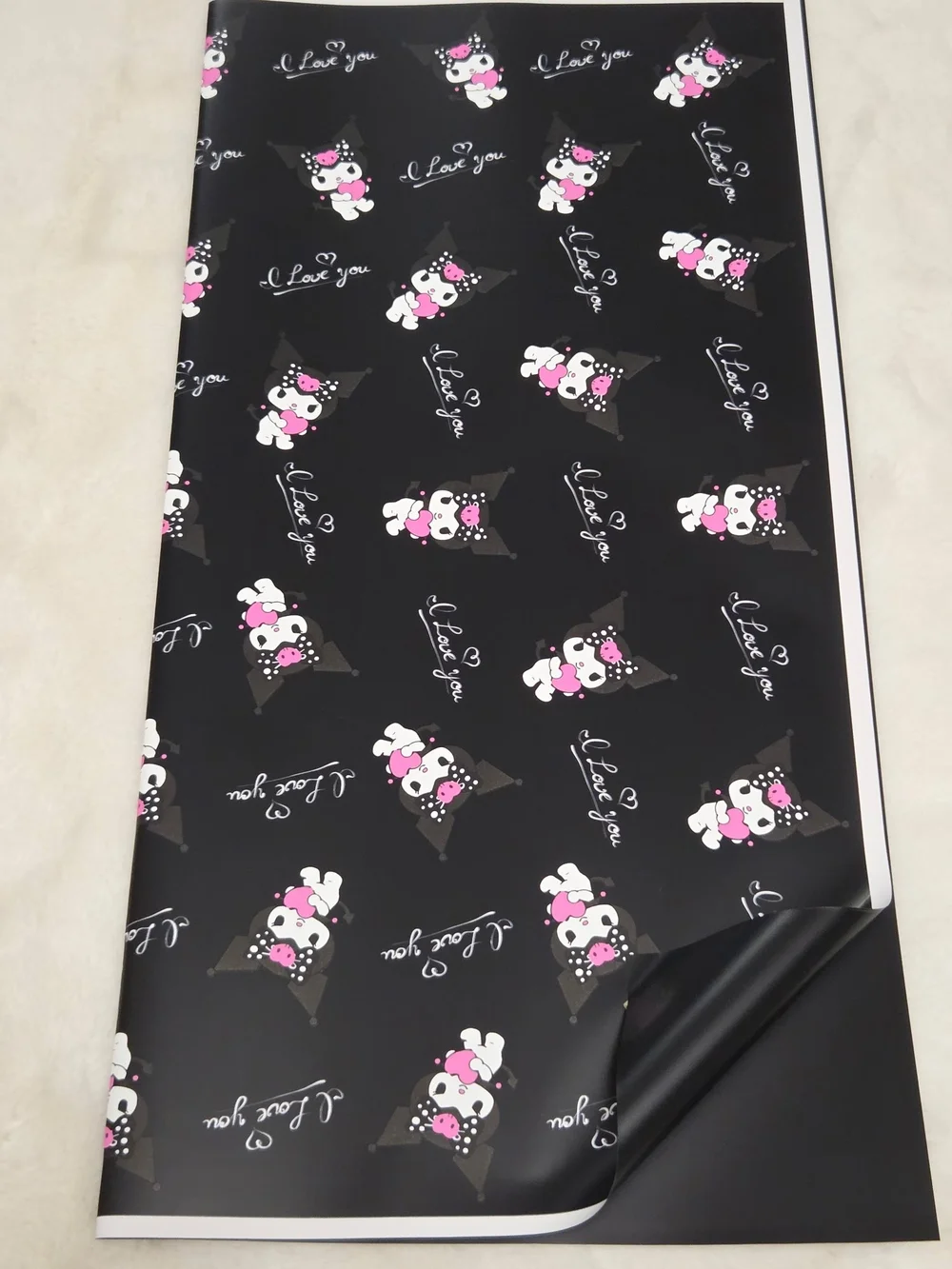 Kuromi Korean Floral Waterproof Wrapping Paper- Black & Pink 20 Piece